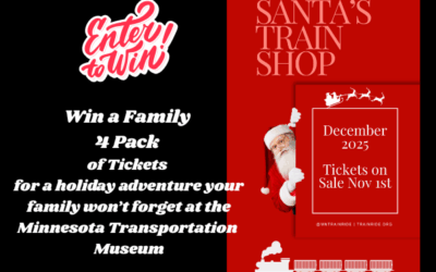 Win A family 4 pack of tickets to Santa’s Train Shop at the Minnesota Transportation Museum!